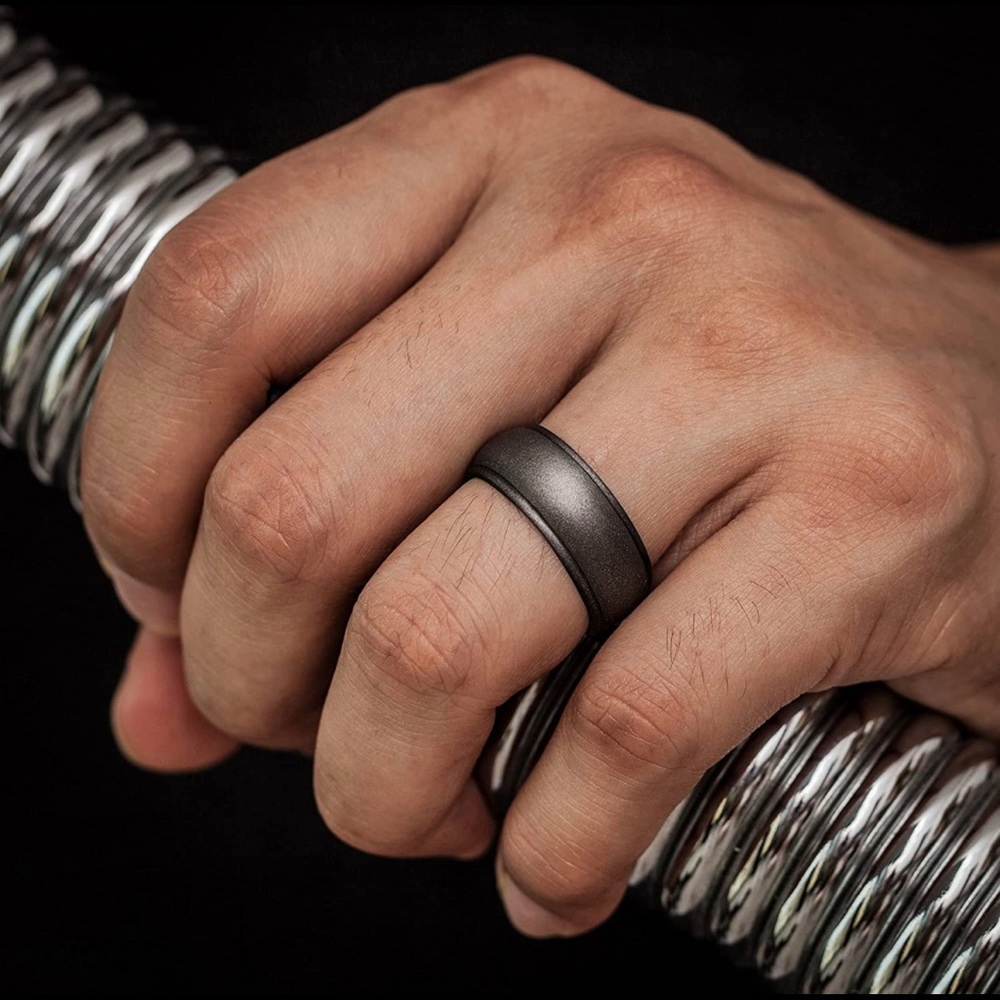 ThunderFit Silicone Dark Metal Ring Size 9